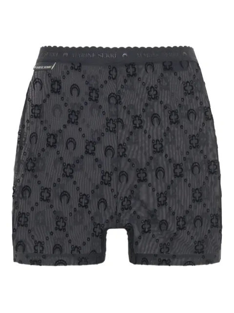Marine Serre flock-print mesh shorts Black WSH012ACJER0005BK99