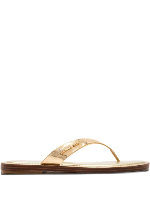 Michael Kors Koko metallic-leather thong flip flop Brown 40S5KOFA1M