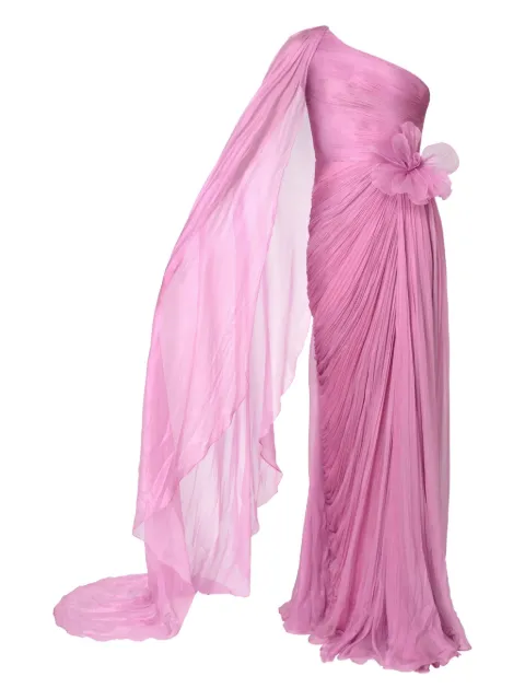 Iris Serban pleated one-shoulder maxi dress Pink MIRUNA