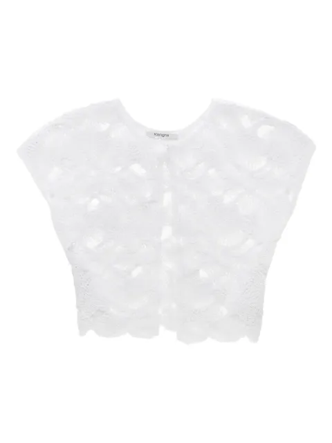 Kangra crochet-knit short-sleeved cardigan White 192034001
