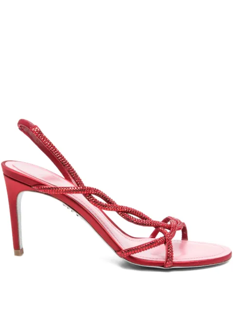 René Caovilla 85mm crystal-embellished slingback sandals Red C12472080