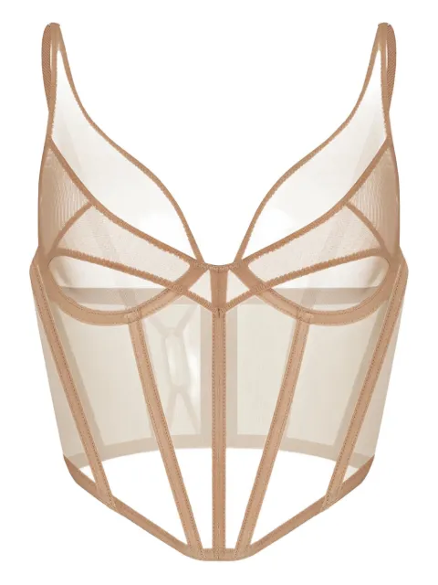 Zhilyova Asteria mesh panel corset Neutrals 211490220