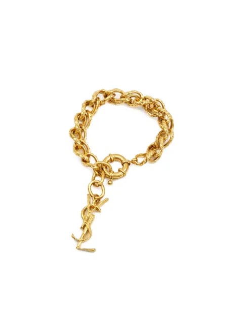 Saint Laurent detailed-chain logo-pendant bracelet Gold 840629PCEXY1500