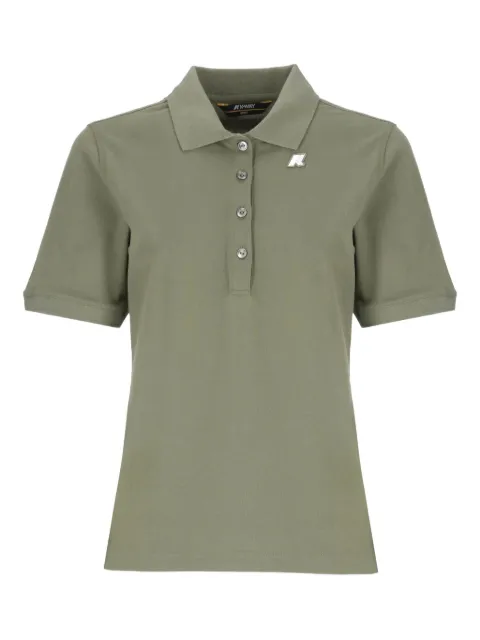 K-Way three-button short-sleeve polo top Green K8127YW