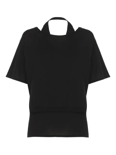 Kangra tie-neck cotton T-shirt Black 190269013