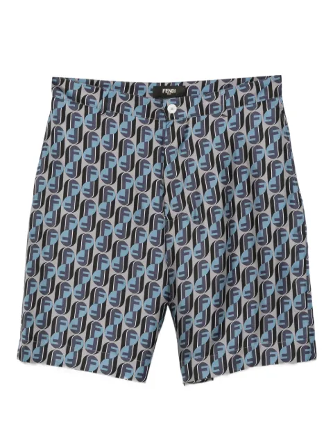 FENDI monogram-print silk shorts Blue FB1014AVDB