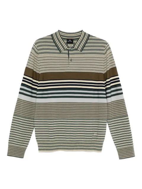 PS Paul Smith striped long-sleeve polo shirt Green M2R473ZT22439