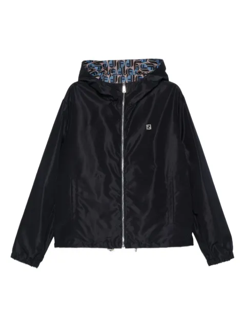 FENDI logo-plaque hooded jacket Blue FAA615AVIE