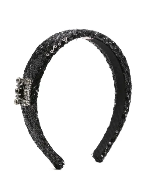 Roger Vivier sequin-embellished crystal headband Black REWAC810101UGH