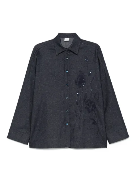 Eleventy sequin-embellished wool-blend shirt Blue L80CAMK16RICTES0L00711