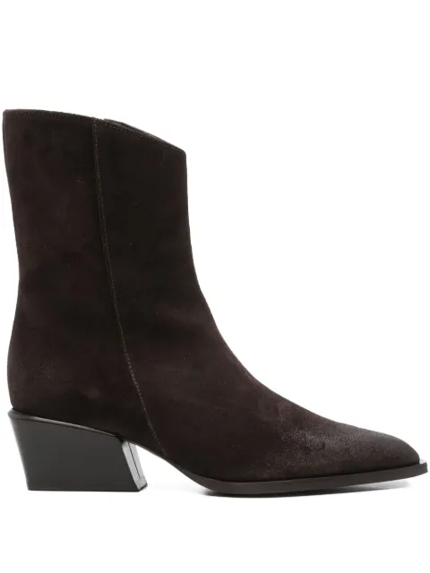 POEVE 50mm pointed-toe block-heel boots Brown LUZ20