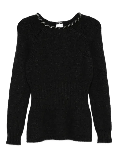 CHANEL Pre-Owned 2010s chain-trim sweater Grey CH2200RA