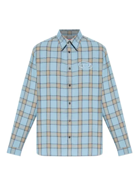 Diesel S-Simply-Ajfi embroidered checked shirt Blue A194450AJFI