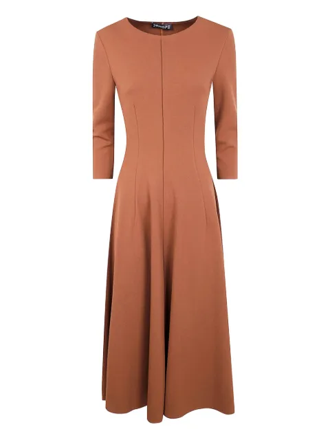 DRHOPE three-quarter sleeve flared dress Brown 25732474