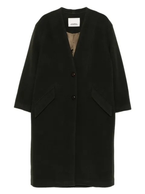 ISABEL MARANT button-front patch-pocket coat Green MA0439FAB1D03I