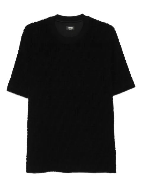 FENDI textured crew-neck T-shirt Black FY0936ARYP