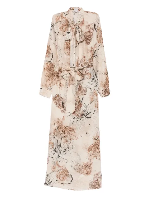 Eleventy floral-print tie-neck dress Neutrals L80ABIL01STTSE0L002169