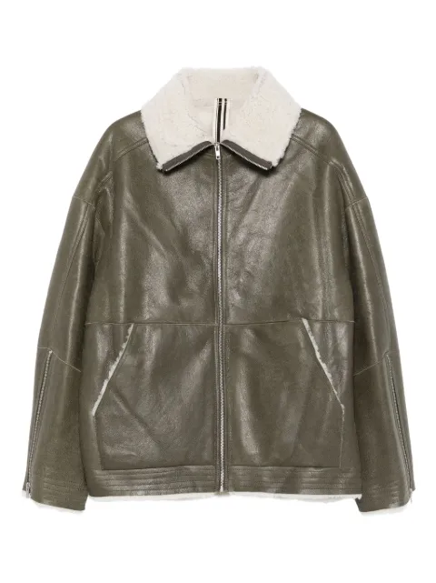 MORDECAI shearling-collared leather jacket Green 25A96MRU50P