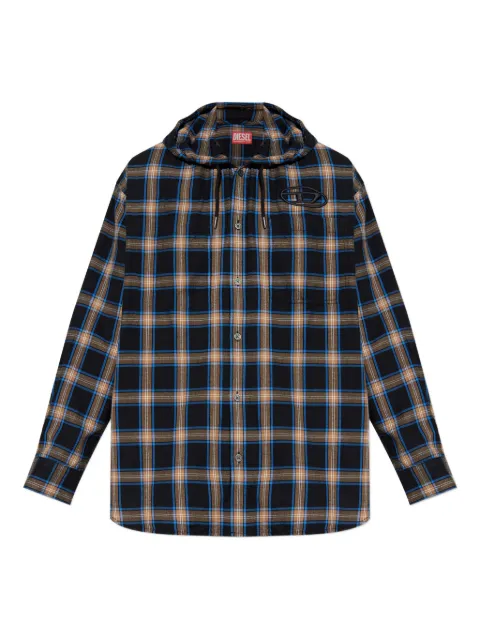 Diesel S-Dewny-Hood-Ajfi hooded checked shirt Black A194460AJFI