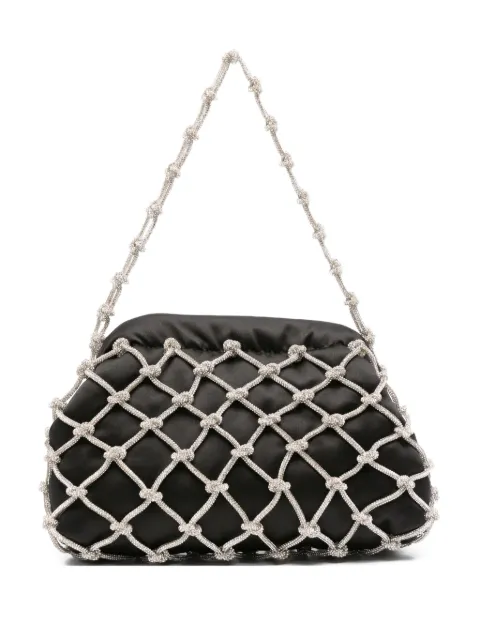 Rosantica crystal-embellished satin clutch Black B18079
