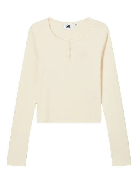 CHOCOOLATE henley-neck ribbed T-shirt Neutrals B1XLTW00578X