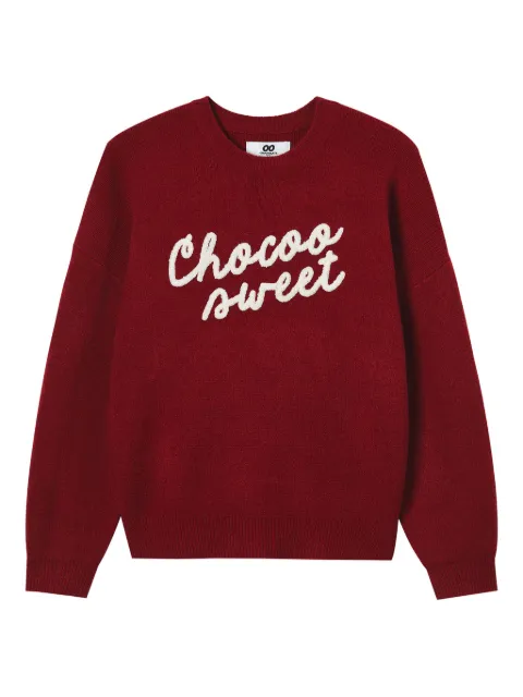 CHOCOOLATE logo-embroidered crew-neck sweater Red B1XKNW00576X