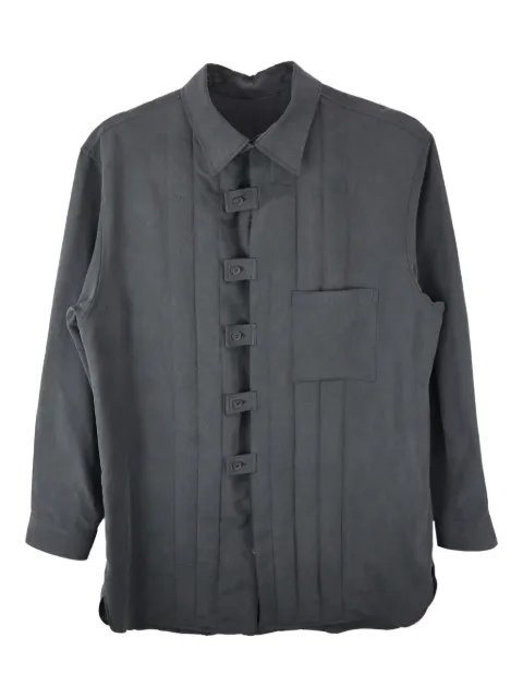 Yohji Yamamoto pleated button-fastening shirt jacket Grey HLB13407