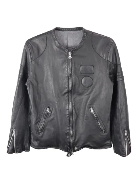 Yohji Yamamoto embossed-logo leather jacket Black HLY98702