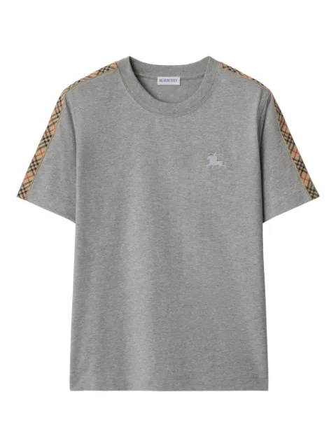 Burberry check trim cotton T-shirt Grey 8117856