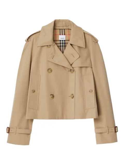 Burberry double-breasted cropped cotton trench coat Neutrals 8115792