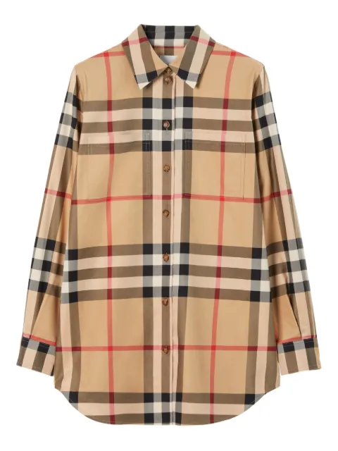 Burberry Check stretch cotton shirt Brown 8085657