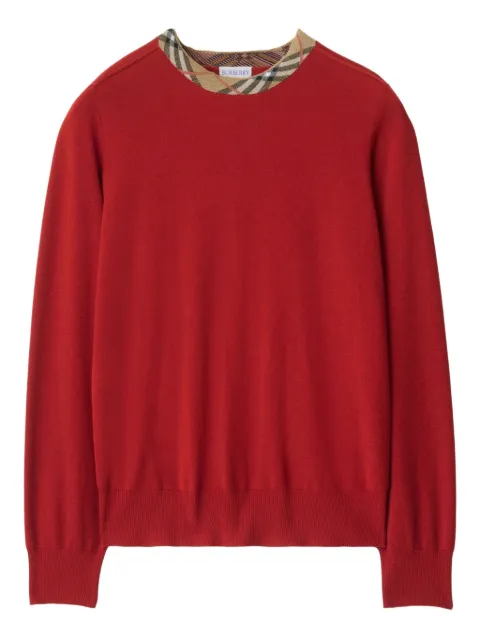 Burberry check-trimmed wool sweater Red 8113796