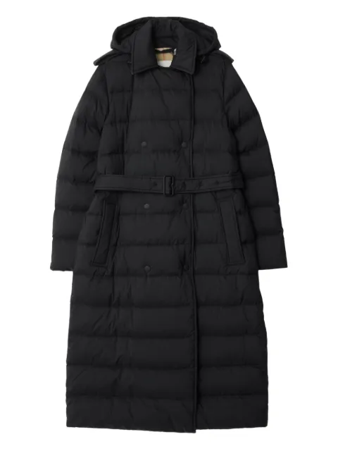 Burberry long nylon hooded puffer coat Black 8110316