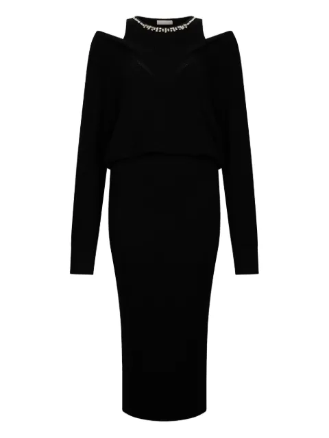 LIU JO embellished knit midi dress Black MF5161MA85Q