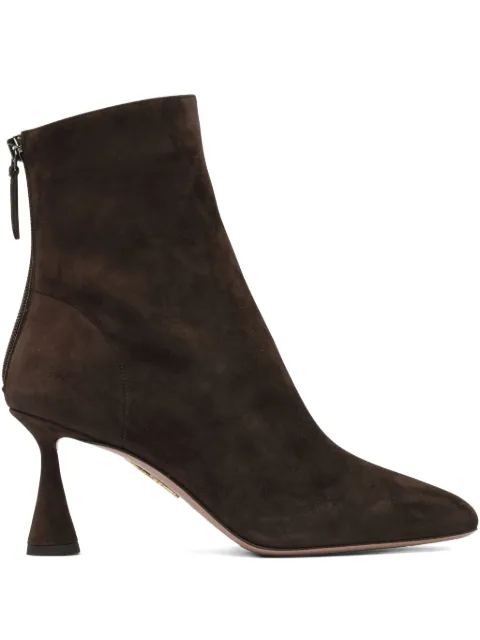 Aquazzura 75mm Amore suede ankle boots Brown AREMIDB0SUEESP