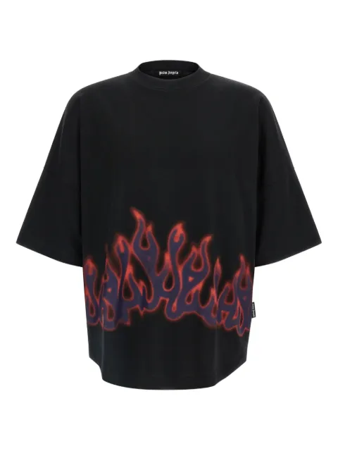 Palm Angels flame-print crew-neck T-shirt Black PMAA10BF25JER00310841084