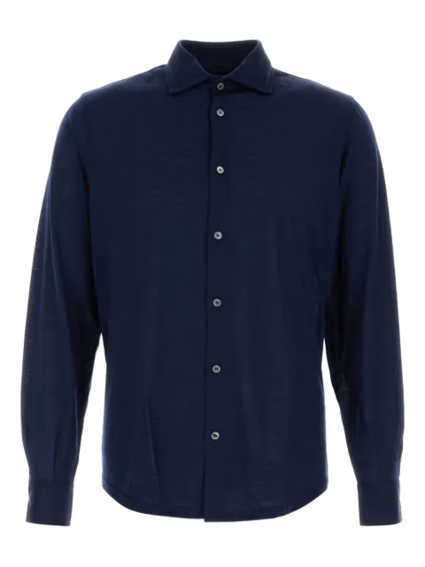 Fedeli buttoned-front wool shirt Blue TU000603