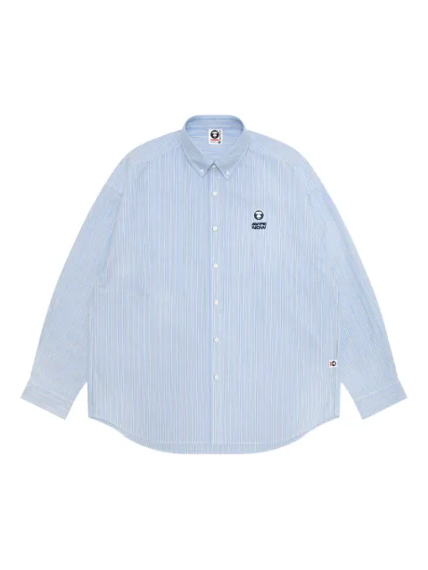 AAPE BY *A BATHING APE® striped logo-embroidered shirt Blue AST8541XXP