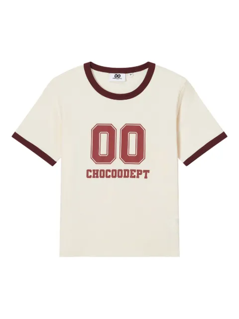 CHOCOOLATE ringer-neckline graphic T-shirt Neutrals B1XTEW00615X