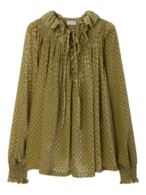 Burberry torch silk blend velvet blouse Green 8118172
