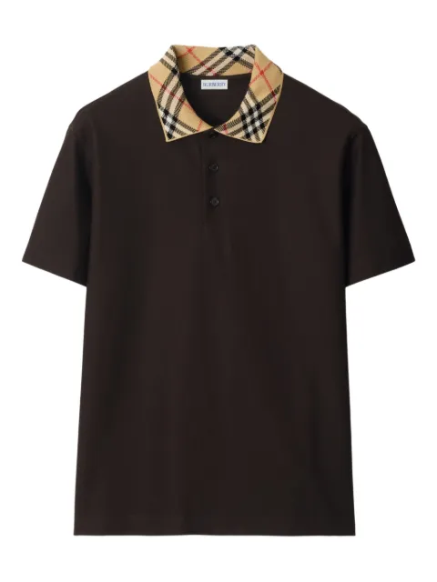 Burberry Check collar cotton polo shirt Brown 8116007