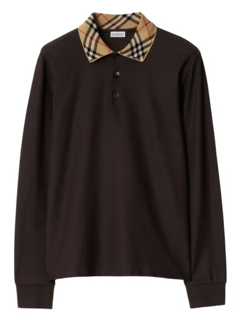 Burberry check-collar cotton polo shirt Brown 8116012
