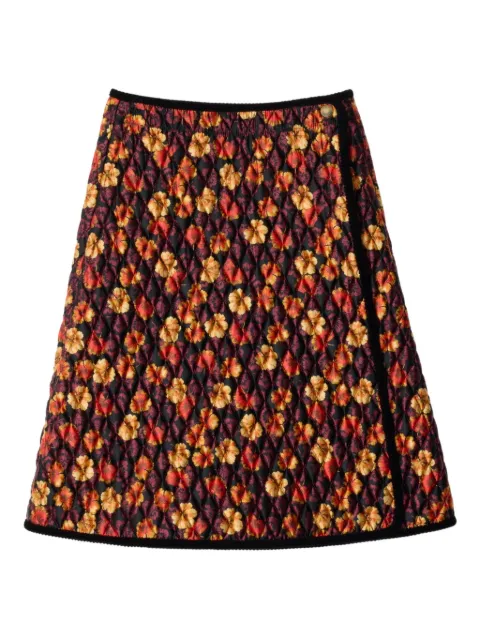 Burberry geranium leaf quilted nylon skirt Black 8115735