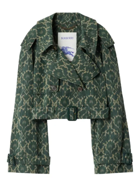Burberry cropped Baroque viscose blend trench jacket Green 8114466