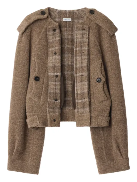 Burberry detachable scarf wool blend jacket Brown 8114465