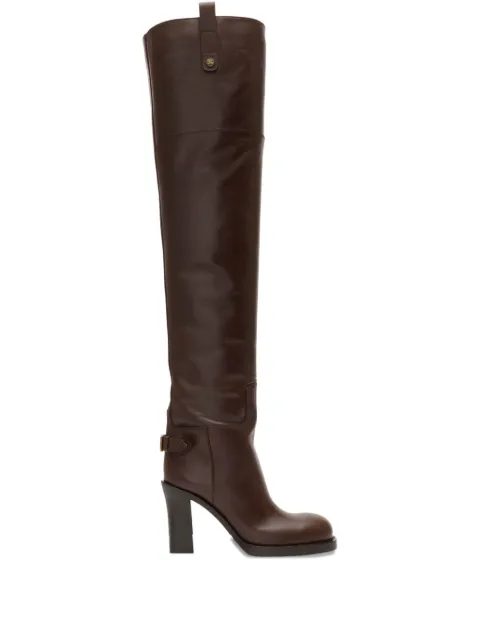 Burberry leather Cavalier thigh-high heel boots Brown 8114397