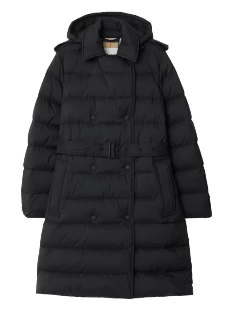 Burberry mid-length nylon hooded puffer coat Black 8110313