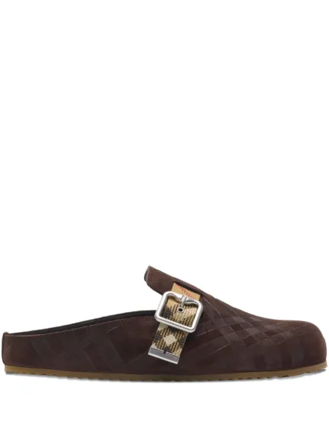 Burberry check suede urchin clogs Brown 8114564