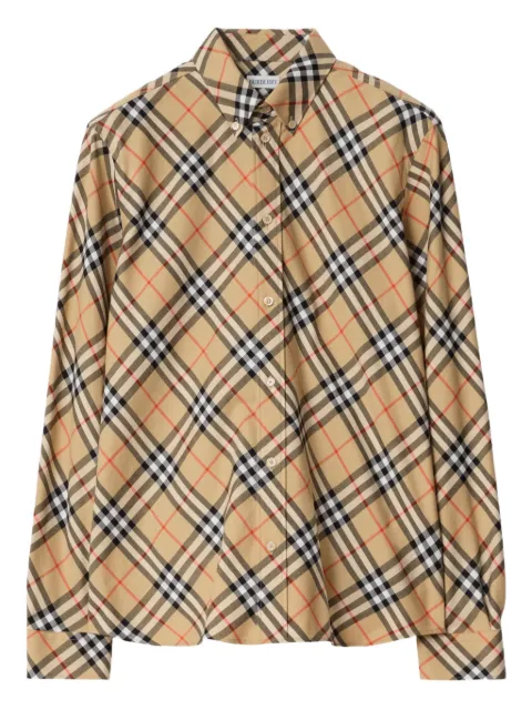 Burberry relaxed fit Check cotton flannel shirt Brown 8115497