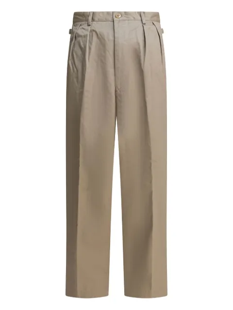 KAPITAL pleated cotton straight-leg trousers Neutrals K2503LP075